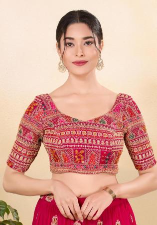 Picture of Good Looking Net Crimson Designer Blouse