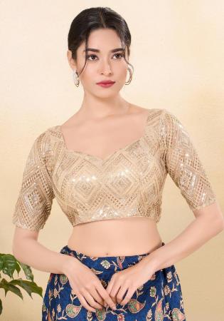 Picture of Amazing Net Tan Designer Blouse