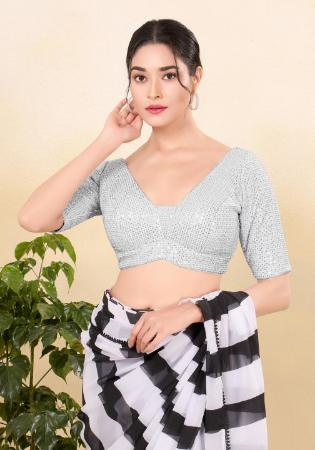 Picture of Stunning Net Light Steel Blue Designer Blouse