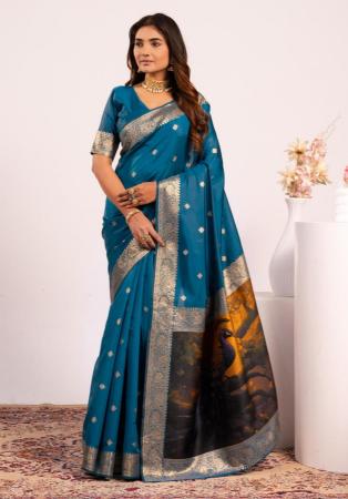 Picture of Exquisite Silk Teal Saree