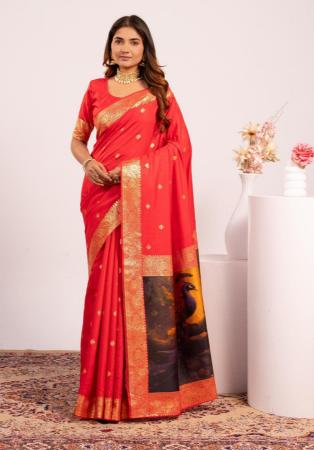 Picture of Ravishing Silk Tomato Saree