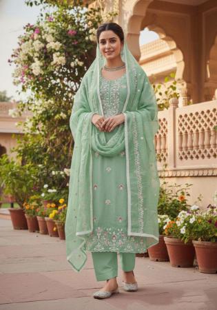 Picture of Cotton Dark Sea Green Straight Cut Salwar Kameez