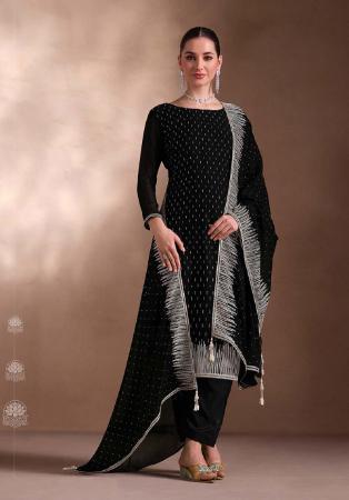 Picture of Beauteous Georgette Black Straight Cut Salwar Kameez