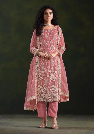 Picture of Chiffon Rosy Brown Straight Cut Salwar Kameez