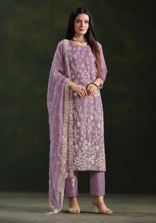 Picture of Shapely Chiffon Purple Straight Cut Salwar Kameez