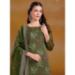 Picture of Organza Dark Olive Green Straight Cut Salwar Kameez