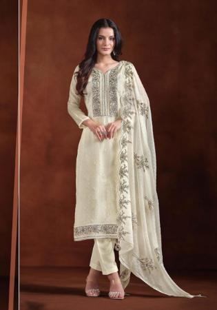 Picture of Alluring Organza Sea Shell Straight Cut Salwar Kameez
