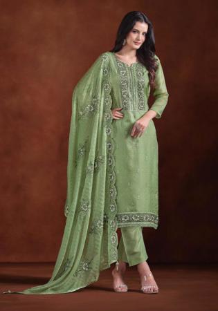 Picture of Ravishing Organza Grey Straight Cut Salwar Kameez