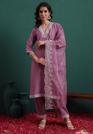 Picture of Appealing Silk Rosy Brown Readymade Salwar Kameez