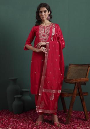 Picture of Elegant Silk Light Coral Readymade Salwar Kameez