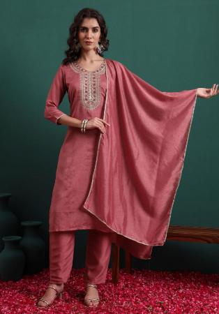 Picture of Ideal Silk Indian Red Readymade Salwar Kameez