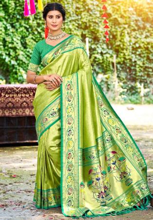 Picture of Resplendent Silk Yellow Green Saree