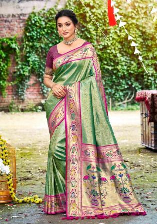 Picture of Comely Silk Sea Green Saree