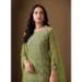 Picture of Chiffon Dark Olive Green Straight Cut Salwar Kameez
