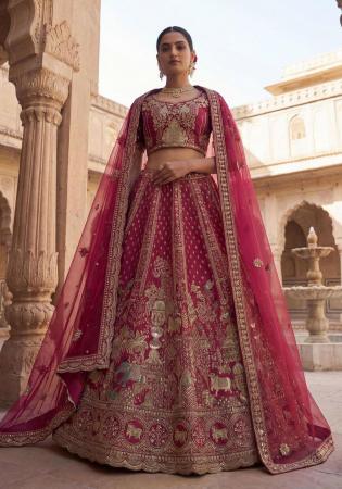 Picture of Well Formed Silk Pink Lehenga Choli