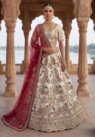 Picture of Sightly Silk Ghost White Lehenga Choli