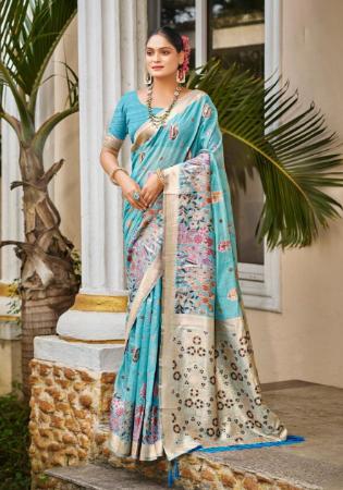 Picture of Magnificent Cotton & Silk Steel Blue Saree