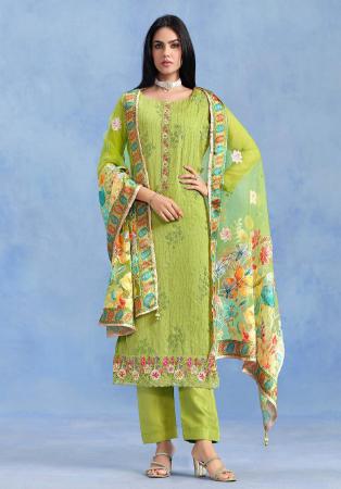 Picture of Georgette Dark Khaki Straight Cut Salwar Kameez