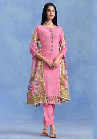 Picture of Georgette Pale Violet Red Straight Cut Salwar Kameez