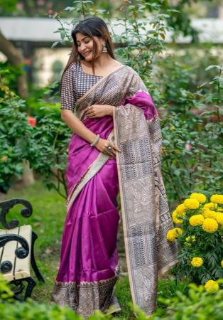 Picture of Beauteous Silk Plum Saree
