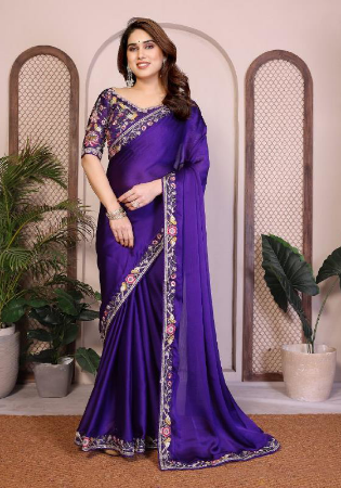 Picture of Beauteous Chiffon & Satin Purple Saree