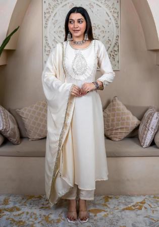 Picture of Superb Silk Off White Readymade Salwar Kameez