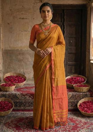 Picture of Amazing Cotton Saddle Brown Saree
