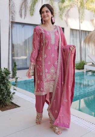 Picture of Graceful Silk Pale Violet Red Readymade Salwar Kameez