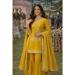 Picture of Georgette Dark Golden Rod Straight Cut Salwar Kameez