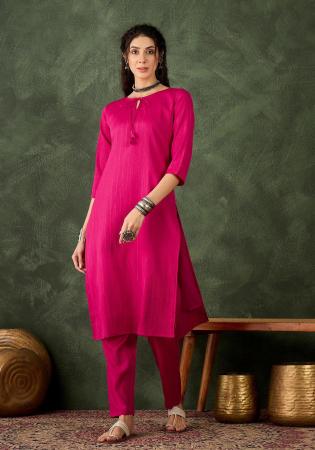 Picture of Cotton & Silk Deep Pink Readymade Salwar Kameez