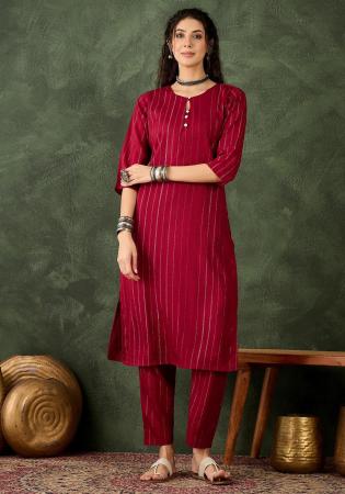 Picture of Cotton & Silk Maroon Readymade Salwar Kameez