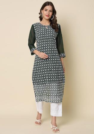 Picture of Charming Georgette Sea Green Kurtis & Tunic