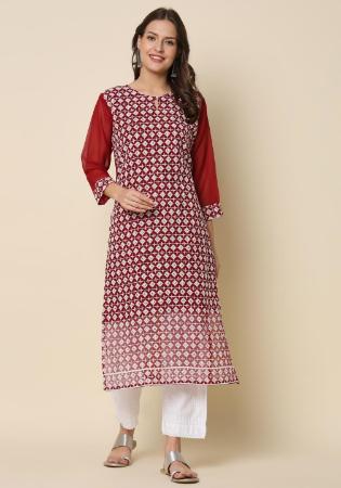 Picture of Well Formed Georgette Maroon Kurtis & Tunic