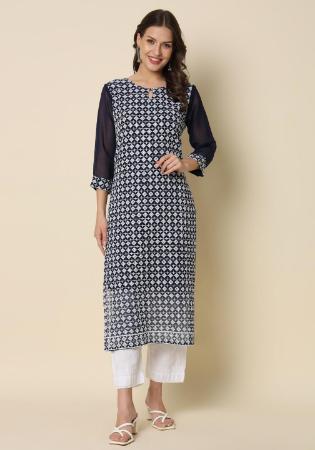 Picture of Superb Georgette Dark Slate Grey Kurtis & Tunic