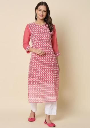 Picture of Fascinating Georgette Light Coral Kurtis & Tunic
