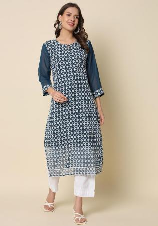 Picture of Excellent Georgette Dark Slate Grey Kurtis & Tunic