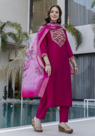 Picture of Enticing Silk Dark Red Readymade Salwar Kameez