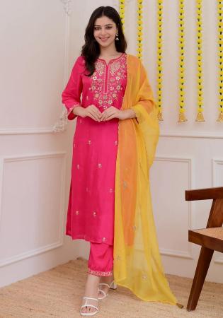Picture of Ravishing Silk Pink Readymade Salwar Kameez