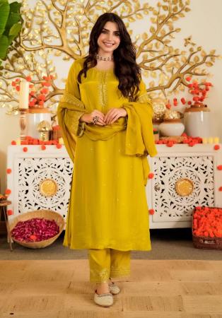 Picture of Delightful Silk Orange Readymade Salwar Kameez