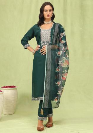 Picture of Elegant Silk Dark Slate Grey Readymade Salwar Kameez