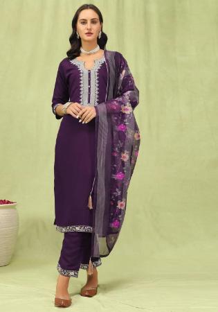 Picture of Ravishing Silk Purple Readymade Salwar Kameez
