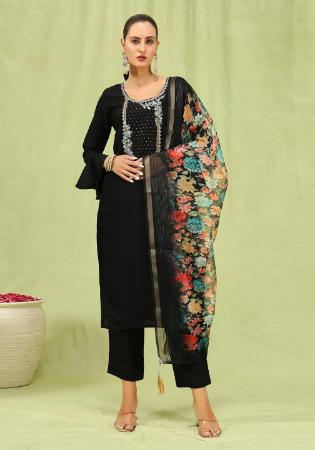 Picture of Shapely Silk Black Readymade Salwar Kameez
