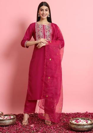 Picture of Gorgeous Silk Pink Readymade Salwar Kameez