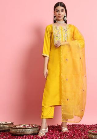 Picture of Grand Silk Golden Rod Readymade Salwar Kameez
