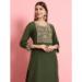 Picture of Silk Dark Olive Green Readymade Salwar Kameez