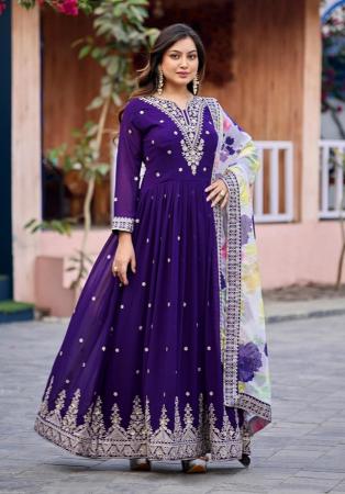 Picture of Beauteous Georgette Purple Readymade Gown