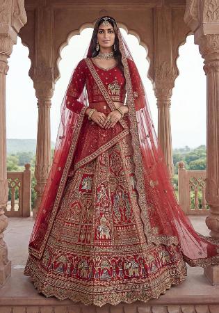 Picture of Appealing Net Dark Red Lehenga Choli