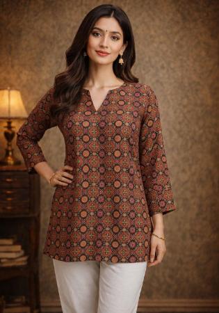 Picture of Chiffon & Georgette Dark Olive Green Kurtis And Tunic