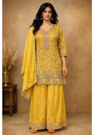Picture of Alluring Chiffon Orange Straight Cut Salwar Kameez