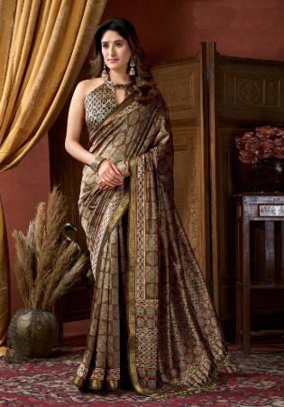 Picture of Admirable Crepe & Silk Rosy Brown Saree